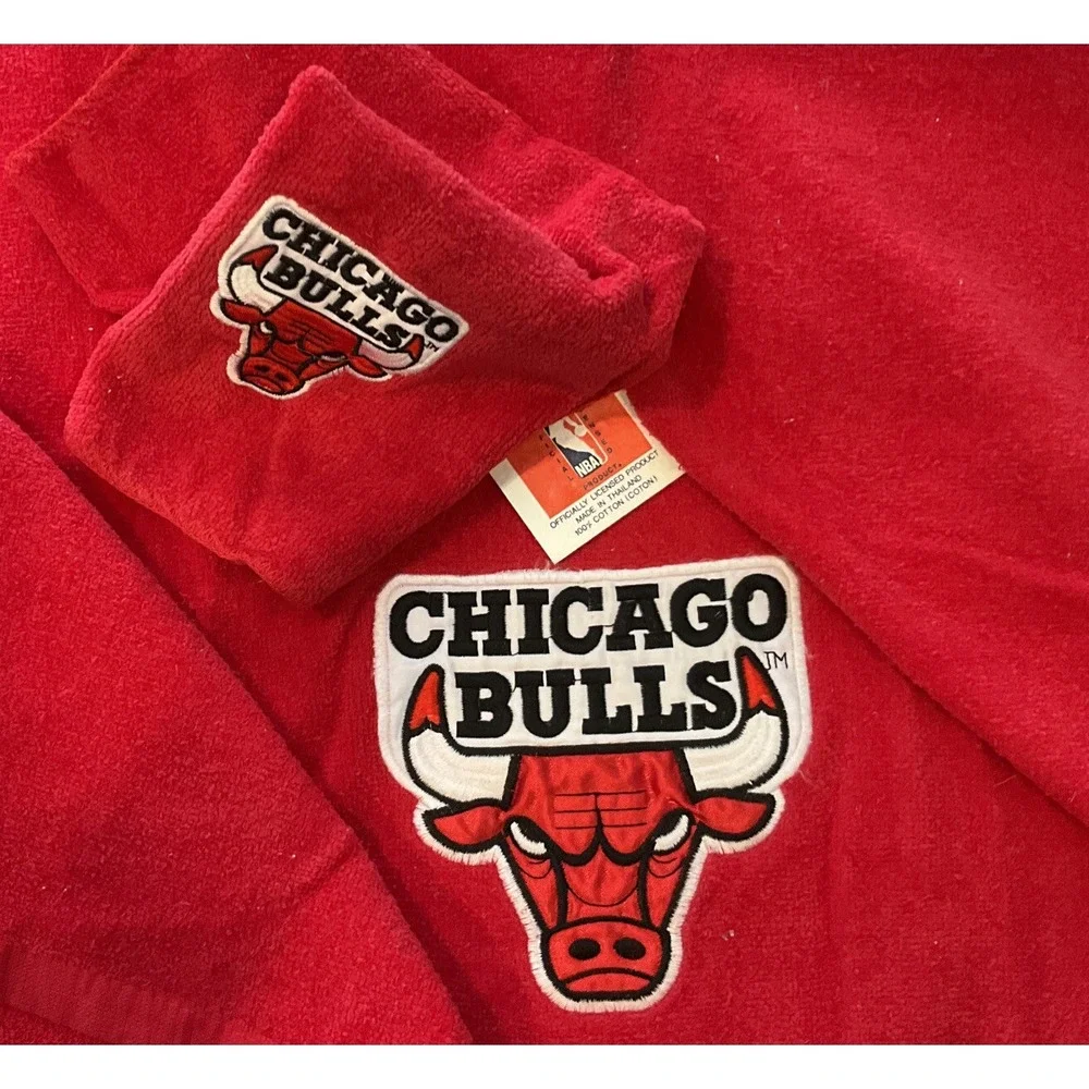 Vintage Chicago Bulls Towels 2 Bath Set Cloth Embroidered Patch 90s Jordan